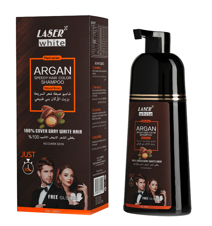 ليزر وايت 2106  بني 420 مل شامبو أرجان صبغة الشعر