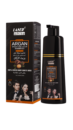 [LAS140-1] ليزر وايت 2724 شامبو صبغة الشعر بالأرجان أسود 200 مل