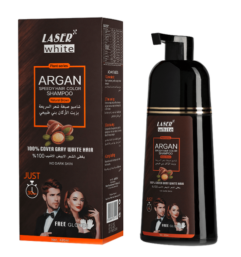 [LAS120-2] ليزر وايت 2106  بني 420 مل شامبو أرجان صبغة الشعر